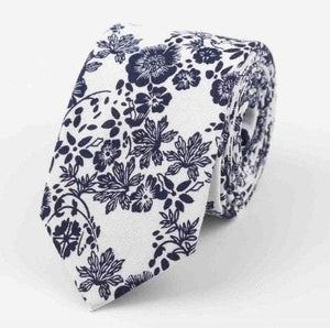Blue & White Floral Tie Neckties JayKirbyTies 