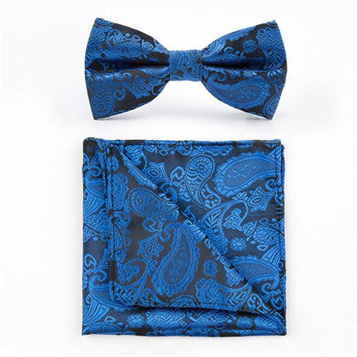 Blue/Black Paisley Bow Tie & Pocket Square Bow Tie + Square JayKirbyTies 