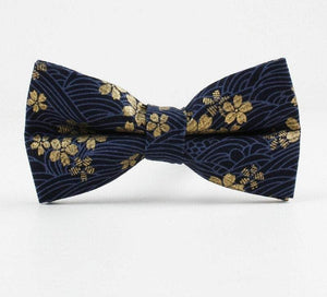 Blue/Gold Floral Bow Tie Bow Ties JayKirbyTies 