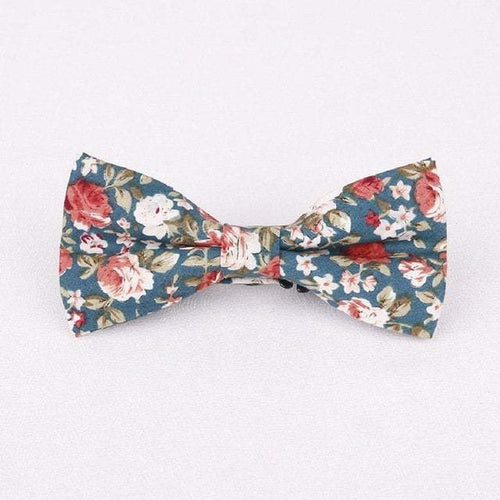 Blue/Green Floral Bow Tie Bow Ties JayKirbyTies 