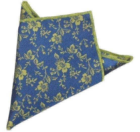 Blue/Green Floral Pocket Square Pocket Squares JayKirbyTies 