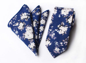 Brilliant Blue Floral Tie & Pocket Square Tie + Square JayKirbyTies 