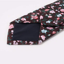 Load image into Gallery viewer, Brown Burgundy Floral Skinny Tie Neckties JayKirbyTies 