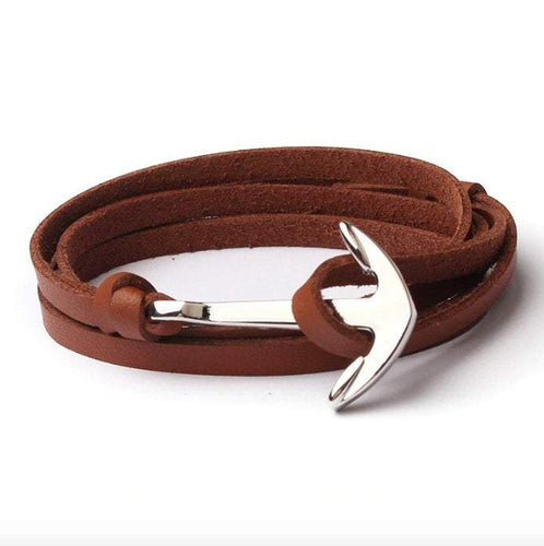 Brown Tan Leather Men's Anchor Bracelet Bracelet JayKirbyTies 