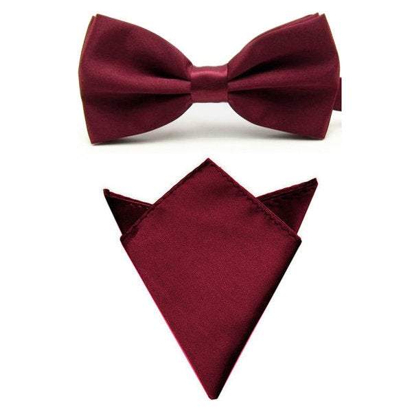 Burgundy Bow Tie & Pocket Square Bow Tie + Square JayKirbyTies 