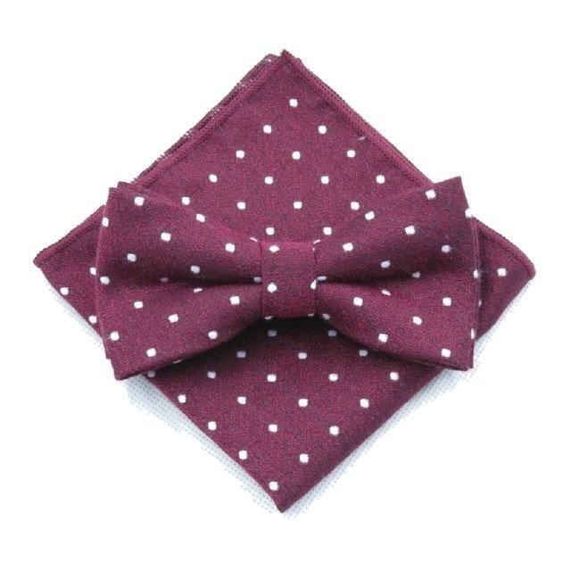 Burgundy Bow Tie & Pocket Square Set Bow Tie + Square JayKirbyTies 