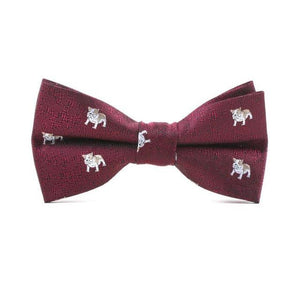 Burgundy Bulldog Pattern Bow Tie Bow Ties JayKirbyTies 