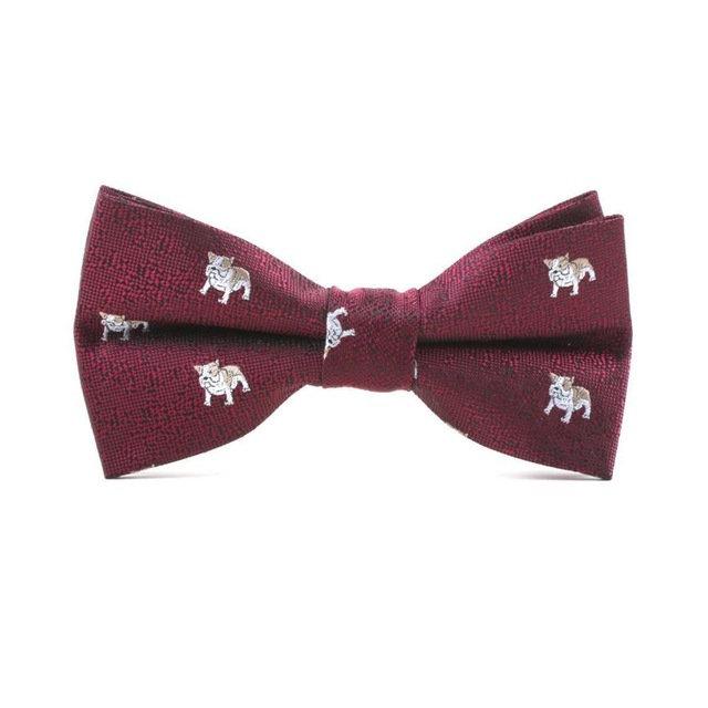 Burgundy Bulldog Pattern Bow Tie Bow Ties JayKirbyTies 