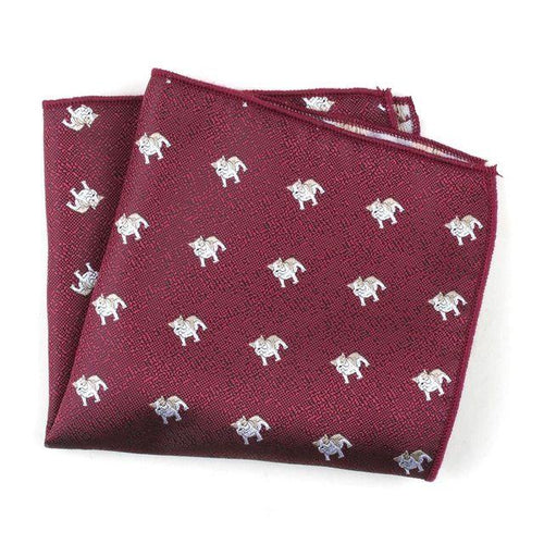 Burgundy Bulldog Pocket Square Pocket Squares JayKirbyTies 