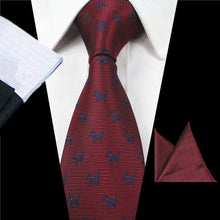 Load image into Gallery viewer, Burgundy Dog Skinny Tie &amp; Pocket Square Tie + Square JayKirbyTies 