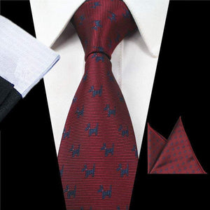 Burgundy Dog Skinny Tie & Pocket Square Tie + Square JayKirbyTies 
