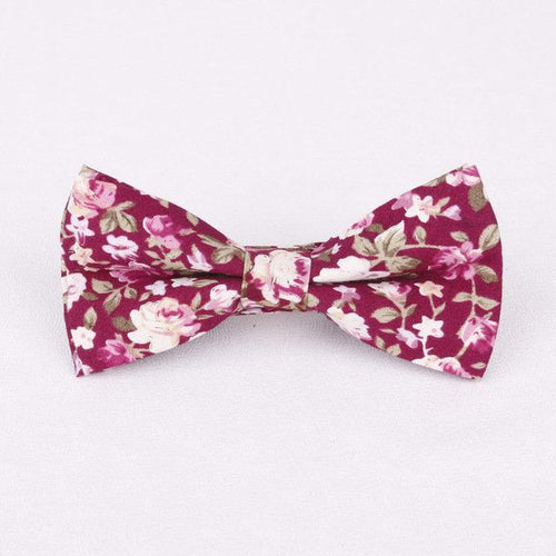 Burgundy Floral Bow Tie Bow Ties JayKirbyTies 