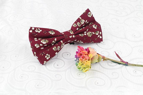 Burgundy Floral Bow Tie Bow Ties JayKirbyTies 