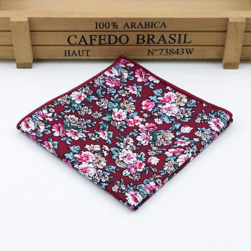 Burgundy Floral Pocket Square Pocket Squares JayKirbyTies 