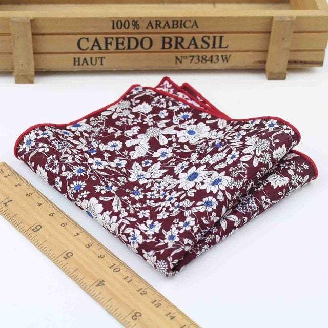 Burgundy Floral Pocket Square Pocket Squares JayKirbyTies 