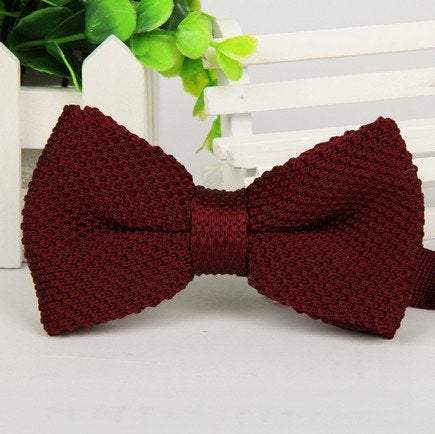 Burgundy Knitted Bow Tie Bow Ties JayKirbyTies 