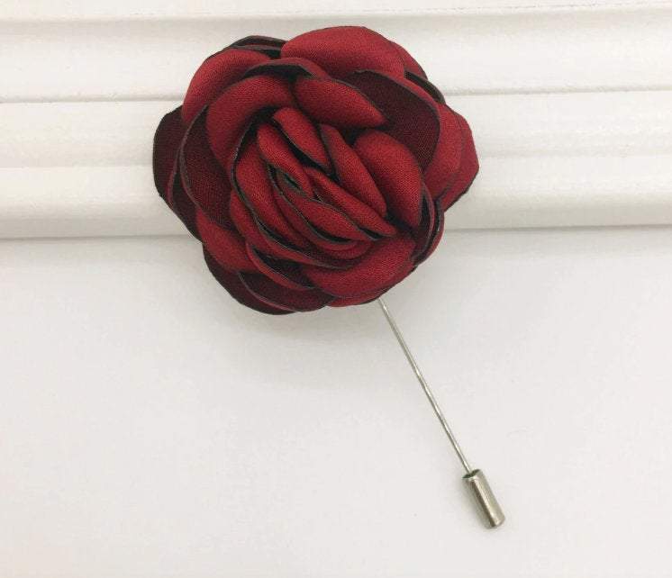 Burgundy Lapel Flower Lapel Flowers JayKirbyTies 