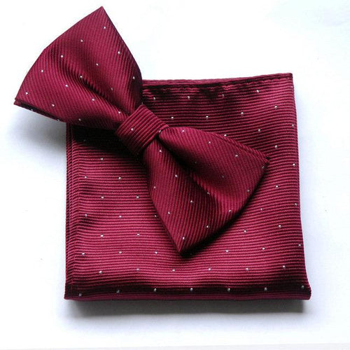 Burgundy Polka Dot Bow Tie & Pocket Square Set Bow Tie + Square JayKirbyTies 