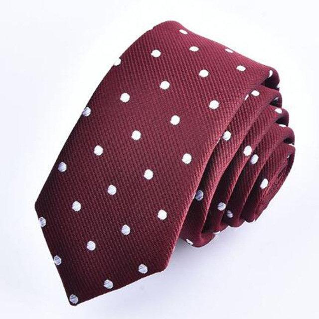 Burgundy Polka Dot Skinny Tie Neckties JayKirbyTies 