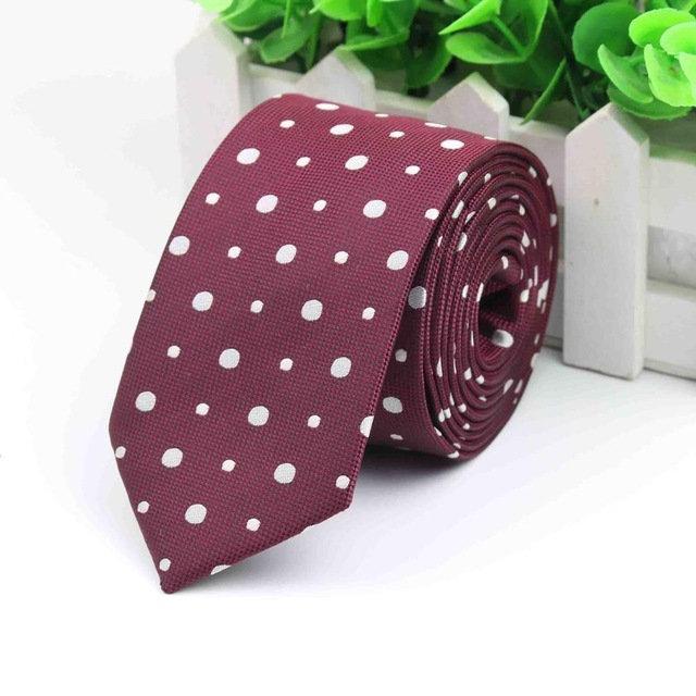 Burgundy Polka Dot Skinny Tie Neckties JayKirbyTies 
