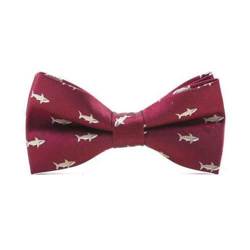 Burgundy / Red Shark Pattern Bow Tie Bow Ties JayKirbyTies 