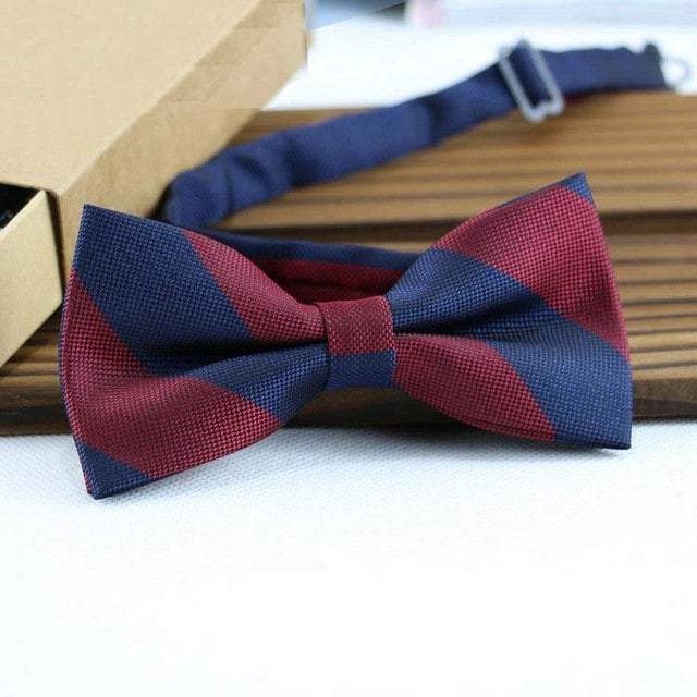 Burgundy/Blue Striped Bow Tie Bow Ties JayKirbyTies 
