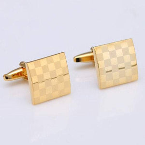 Checkered Gold Square Cufflinks Cufflinks JayKirbyTies 