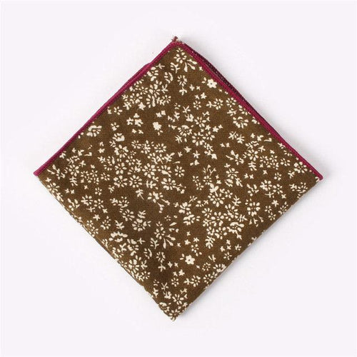 Chocolate Brown Floral Pocket Square Pocket Squares JayKirbyTies 