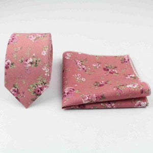 Coral Floral Skinny Tie & Pocket Square Tie + Square JayKirbyTies 