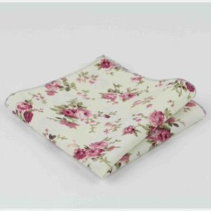 Cream Floral Pocket Square Pocket Squares JayKirbyTies 
