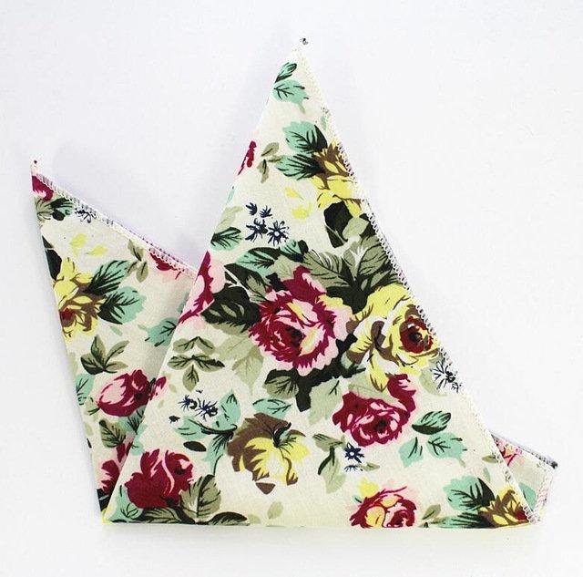 Cream/Beige Floral Pocket Square Pocket Squares JayKirbyTies 