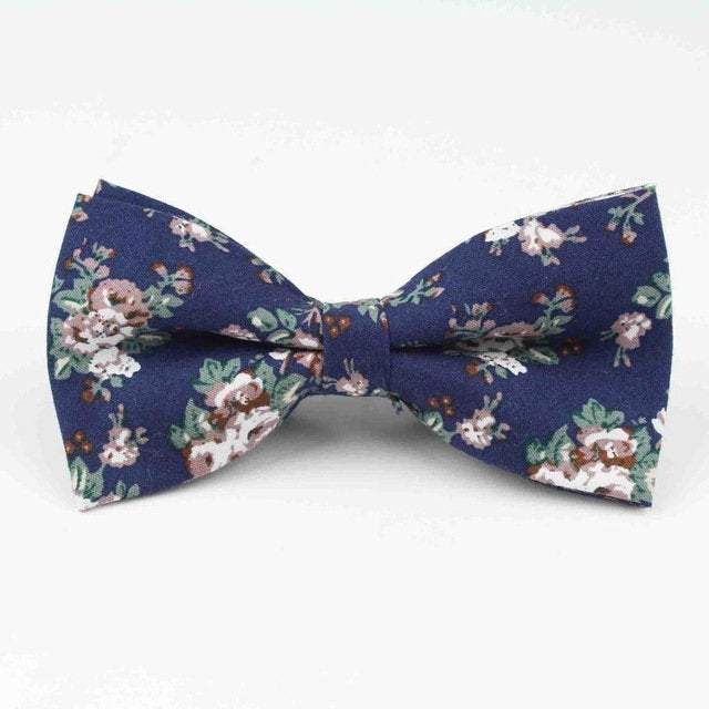 Dark Blue Floral Bow Tie Bow Ties JayKirbyTies 