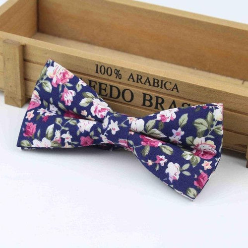 Dark Blue Floral Bow Tie Bow Ties JayKirbyTies 