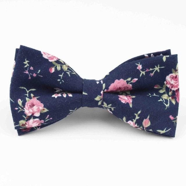 Dark Blue Floral Bow Tie Bow Ties JayKirbyTies 