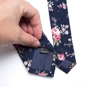 Dark Blue Floral Skinny Tie Neckties JayKirbyTies 