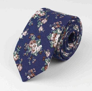 Dark Blue Floral Skinny Tie Neckties JayKirbyTies 