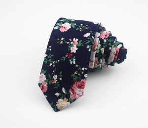 Dark Blue Floral Skinny Tie Neckties JayKirbyTies 