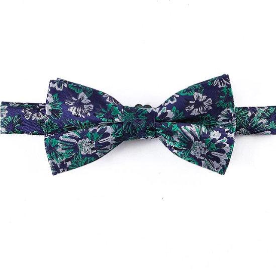 Dark Blue & Green Floral Bow Tie Bow Ties JayKirbyTies 