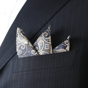 Dark Blue Paisley Pocket Square Pocket Squares JayKirbyTies 
