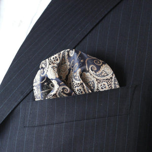 Dark Blue Paisley Pocket Square Pocket Squares JayKirbyTies 
