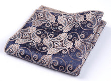 Load image into Gallery viewer, Dark Blue Paisley Pocket Square Pocket Squares JayKirbyTies 