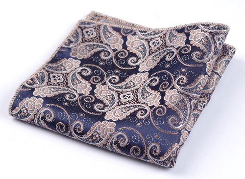 Dark Blue Paisley Pocket Square Pocket Squares JayKirbyTies 