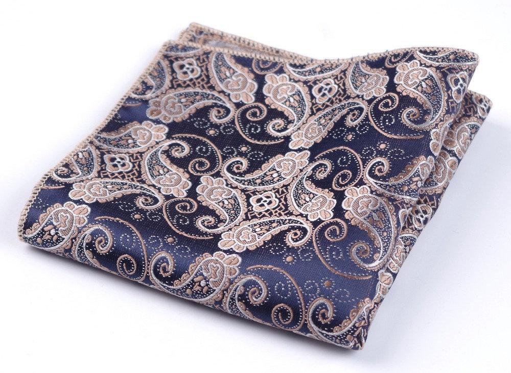 Dark Blue Paisley Pocket Square Pocket Squares JayKirbyTies 