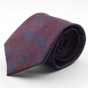 Dark Blue Red Jacquard Skinny Tie & Pocket Square Tie + Square JayKirbyTies 