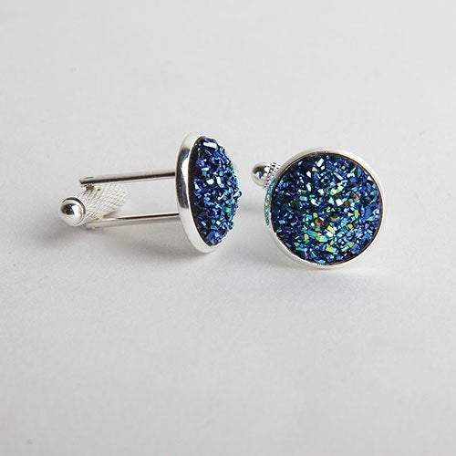 Dark Blue Rhinestone Cufflinks Cufflinks JayKirbyTies 