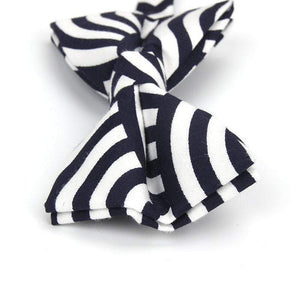 Dark Blue & White Zebra Striped Bow Tie Bow Ties JayKirbyTies 