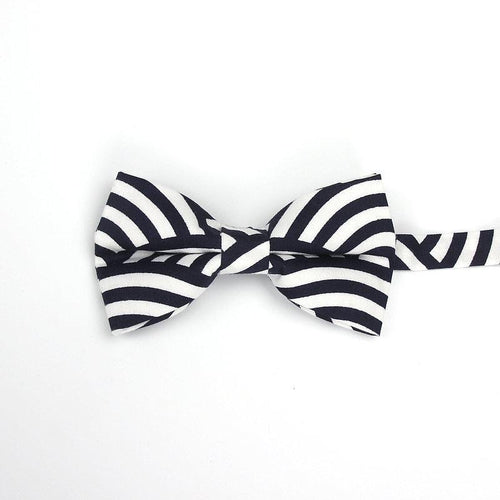 Dark Blue & White Zebra Striped Bow Tie Bow Ties JayKirbyTies 