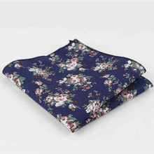 Load image into Gallery viewer, Dark Blue/Navy Floral Pocket Square Pocket Squares JayKirbyTies 
