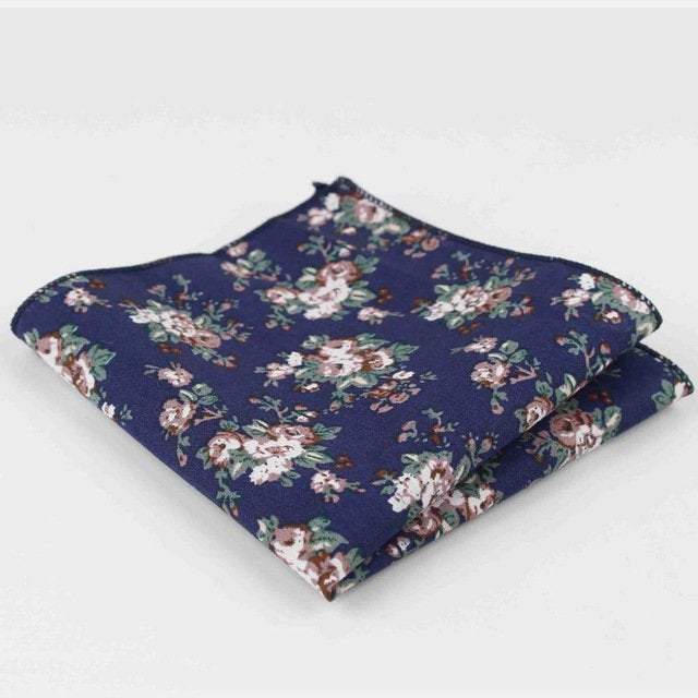 Dark Blue/Navy Floral Pocket Square Pocket Squares JayKirbyTies 