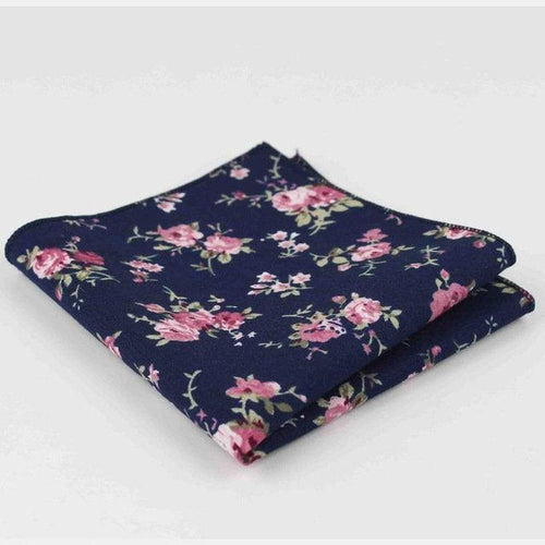 Dark Blue/Navy Floral Pocket Square Pocket Squares JayKirbyTies 